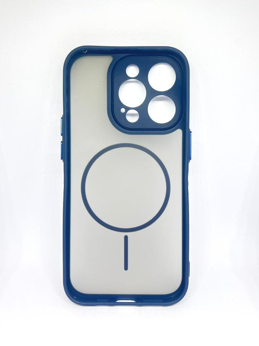iPhone 14 pro (Blue) premium mag safe hard shell smoky design