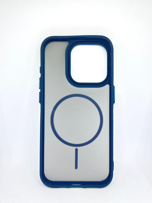 iPhone 15 pro (Blue) premium mag safe hard shell smoky design
