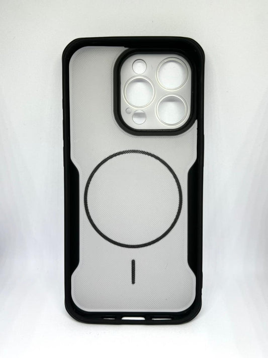 iPhone 15 pro (Black) premium mag safe hard shell textured smoke design