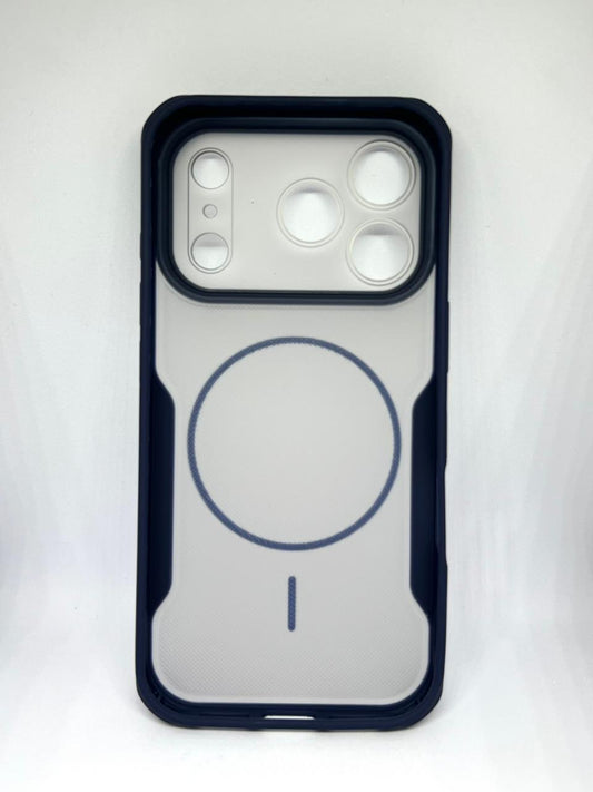 iPhone 17 pro (Blue) premium mag safe hard shell textured smoke design