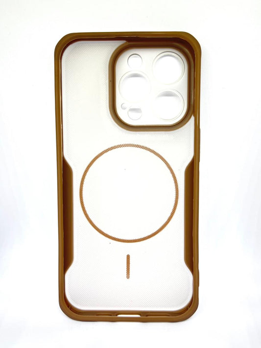 iPhone 14 pro (Chocolate Brown) premium mag safe hard shell textured smoke design