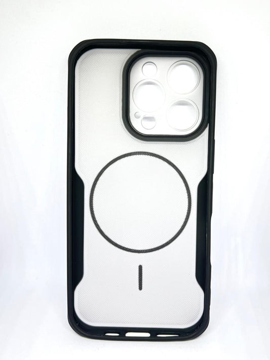 iPhone 16 pro (Black) premium mag safe hard shell textured smoke design