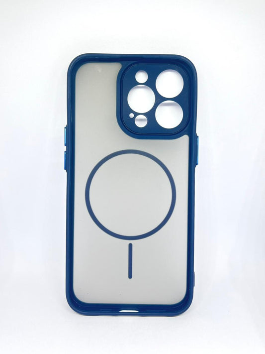 iPhone 13 pro (Blue) premium mag safe hard shell smoky design