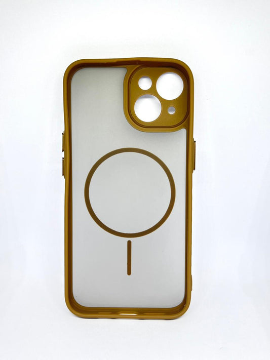 iPhone 14 (Brown) premium Mag safe hard shell smoky design