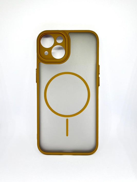 iPhone 14 (Brown) premium Mag safe hard shell smoky design