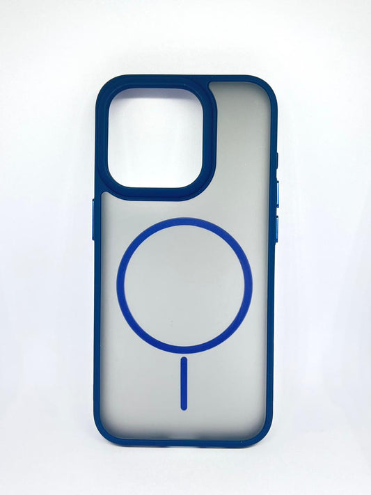 iPhone 15 pro (Blue) premium mag safe hard shell smoky design