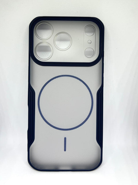 iPhone 17 pro (Blue) premium mag safe hard shell textured smoke design