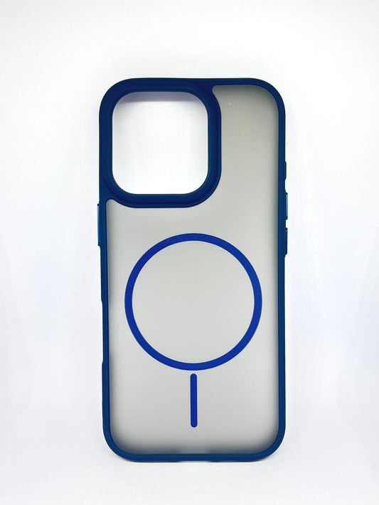 iPhone 16 pro (Blue) premium mag safe hard shell smoky design